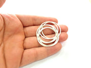 10 Silver Circle Connector Antique Silver Plated Brass (34 mm)  G14341