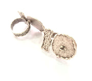 Silver Ring Setting Resin Ring Blank Cabochon Base inlay Mounting Adjustable Ring Base Bezel (23mm) Antique Silver Plated Brass G14350