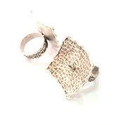 Silver Ring Setting Resin Ring Blank Cabochon Base inlay Mounting Adjustable Ring Base Bezel (29mm) Antique Silver Plated Brass G14353