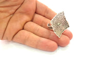 Silver Ring Setting Resin Ring Blank Cabochon Base inlay Mounting Adjustable Ring Base Bezel (29mm) Antique Silver Plated Brass G14353