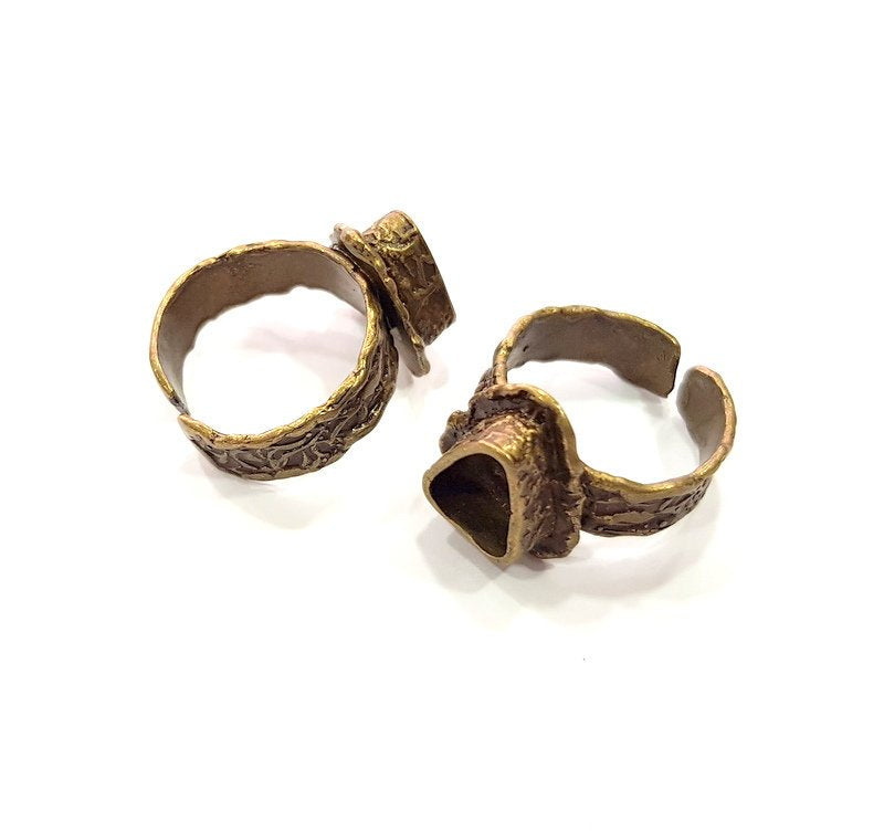 Antique Bronze Ring Blank Ring Setting inlay Blank Mosaic Bezel Base Cabochon Mountings ( 9x7 mm blank) Antique Bronze Plated Brass G14626