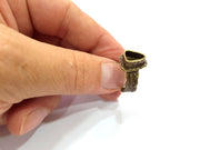 Antique Bronze Ring Blank Ring Setting inlay Blank Mosaic Bezel Base Cabochon Mountings ( 9x7 mm blank) Antique Bronze Plated Brass G14626