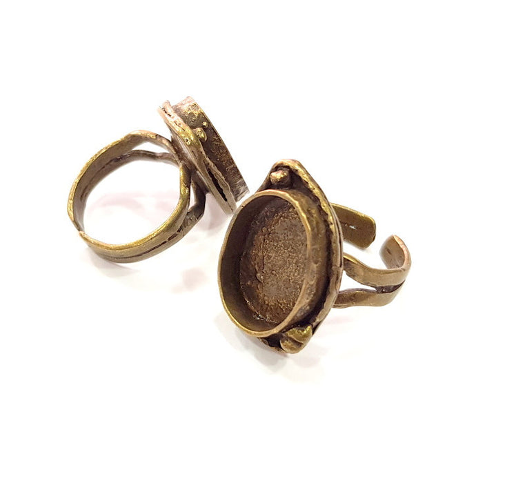 Antique Bronze Ring Blank Ring Setting inlay Blank Mosaic Bezel Base Cabochon Mountings ( 18x13 mm blank) Antique Bronze Plated Brass G5586