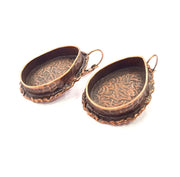 Earring Blank Base Settings Copper Resin Blank Cabochon Base inlay Blank Mountings Antique Copper Plated Brass (25x18mm blank) 1 Set  G14629