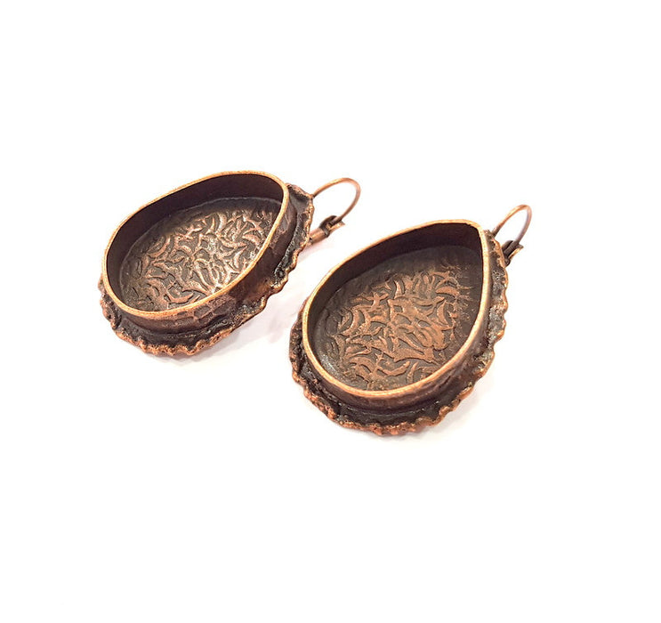 Earring Blank Base Settings Copper Resin Blank Cabochon Base inlay Blank Mountings Antique Copper Plated Brass (25x18mm blank) 1 Set  G14629