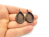 Earring Blank Base Settings Copper Resin Blank Cabochon Base inlay Blank Mountings Antique Copper Plated Brass (25x18mm blank) 1 Set  G14629