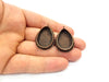 Earring Blank Base Settings Copper Resin Blank Cabochon Base inlay Blank Mountings Antique Copper Plated Brass (25x18mm blank) 1 Set  G14629