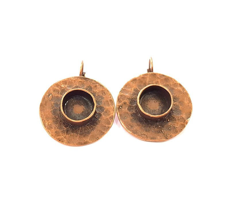 Earring Blank Base Settings Copper Resin Blank Cabochon Base inlay Blank Mountings Antique Copper Plated Brass (10mm blank) 1 Set  G14632