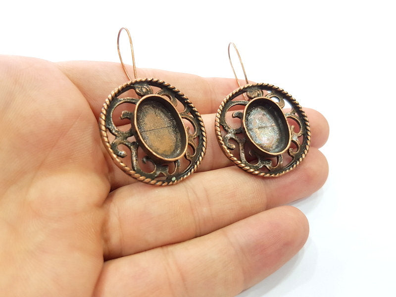 Earring Blank Base Settings Copper Resin Blank Cabochon Base inlay Blank Mountings Antique Copper Plated Brass (18x13mm blank) 1 Set  G14634
