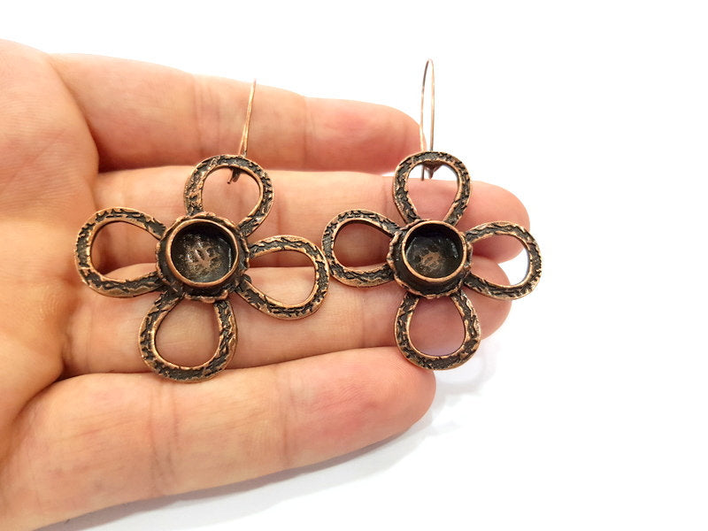 Earring Blank Base Settings Copper Resin Blank Cabochon Base inlay Blank Mountings Antique Copper Plated Brass (10mm blank) 1 Set  G14635