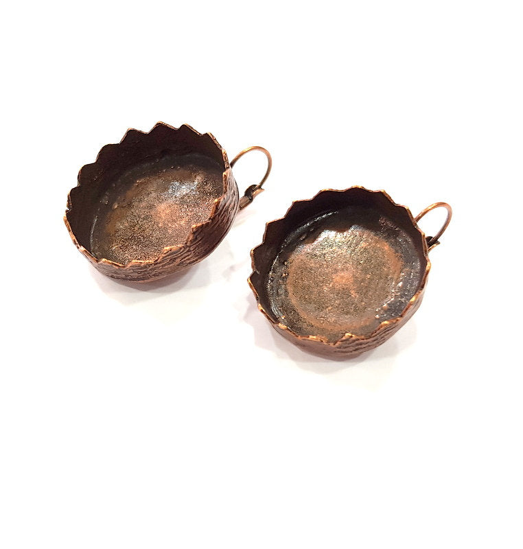Earring Blank Base Settings Copper Resin Blank Cabochon Base inlay Blank Mountings Antique Copper Plated Brass (24mm blank) 1 Set  G14638