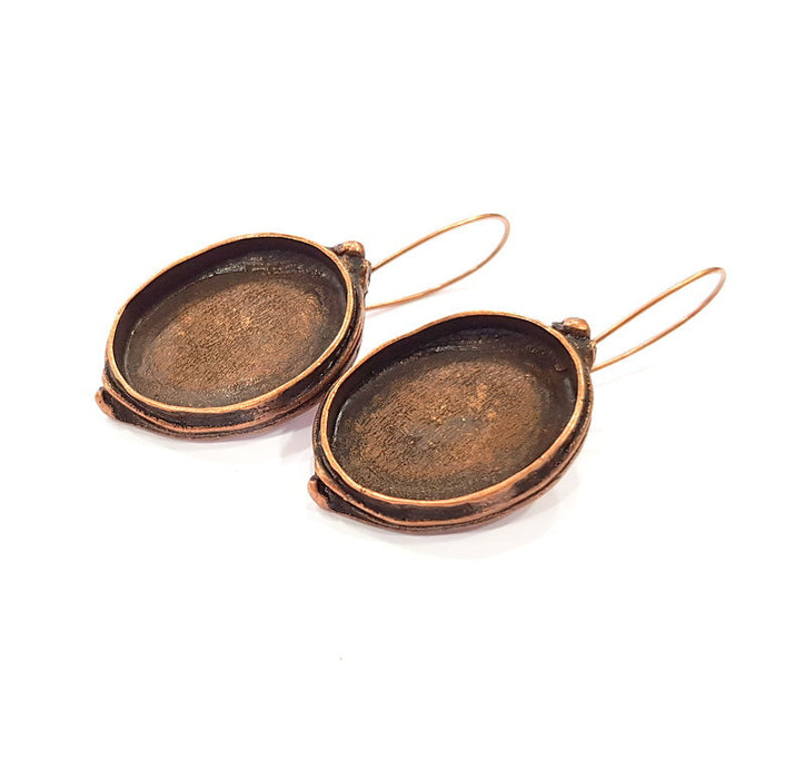Earring Blank Base Settings Copper Resin Blank Cabochon Base inlay Blank Mountings Antique Copper Plated Brass (25x18mm blank) 1 Set  G14640