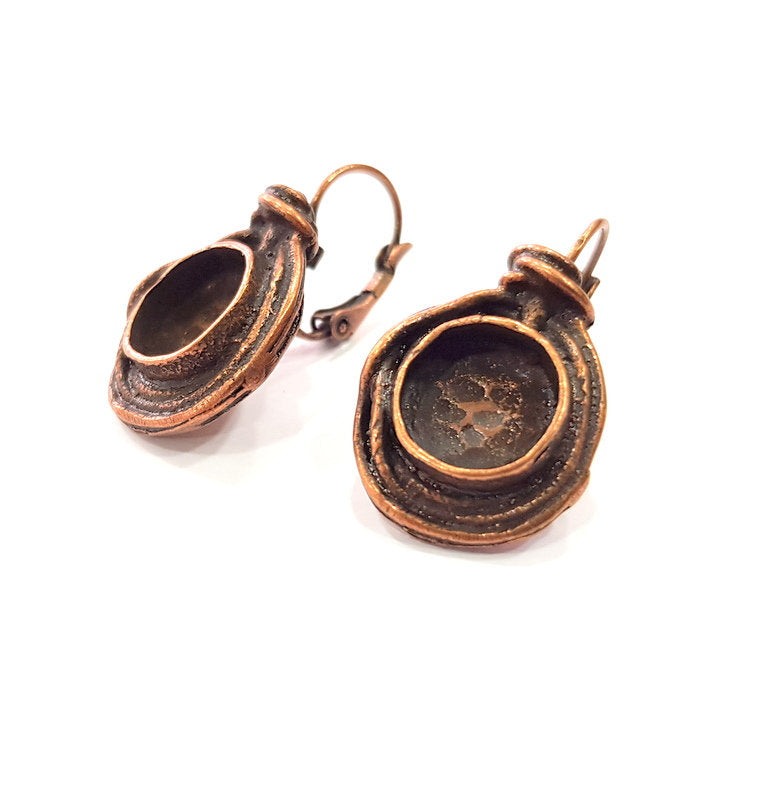 Earring Blank Base Settings Copper Resin Blank Cabochon Base inlay Blank Mountings Antique Copper Plated Brass (10mm blank) 1 Set  G14641