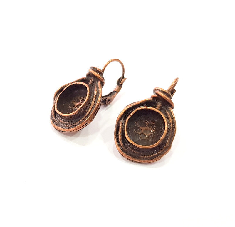 Earring Blank Base Settings Copper Resin Blank Cabochon Base inlay Blank Mountings Antique Copper Plated Brass (10mm blank) 1 Set  G14641