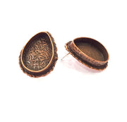 Earring Blank Base Settings Copper Resin Blank Cabochon Base inlay Blank Mountings Antique Copper Plated Brass (25x18mm blank) 1 Set  G14646