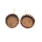 Earring Blank Base Settings Copper Resin Blank Cabochon Base inlay Blank Mountings Antique Copper Plated Brass (25mm blank) 1 Set  G14651