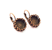 Earring Blank Base Settings Copper Resin Blank Cabochon Base inlay Blank Mountings Antique Copper Plated Brass (10mm blank) 1 Set  G14654