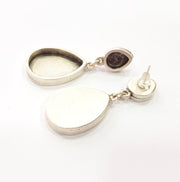 Earring Blank Base Settings Silver Resin Blank Cabochon Base inlay Blank Mountings Antique Silver Plated Metal (10x8+24x17mm ) 1 Set  G14656