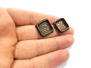 Earring Blank Base Settings Copper Resin Blank Cabochon Base inlay Blank Mountings Antique Copper Plated Brass (14mm blank) 1 Set  G14660