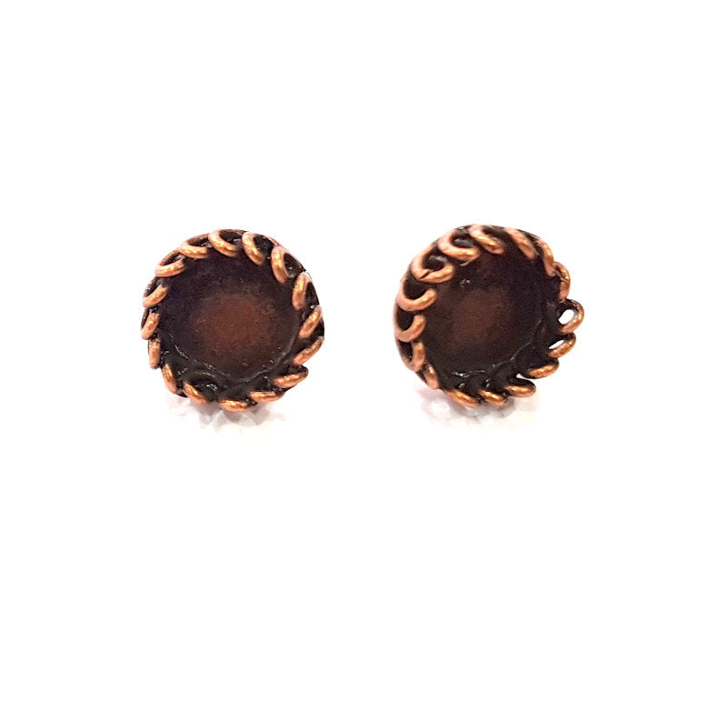 Earring Blank Base Settings Copper Resin Blank Cabochon Base inlay Blank Mountings Antique Copper Plated Brass (10mm blank) 1 Set  G14661
