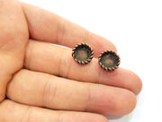 Earring Blank Base Settings Copper Resin Blank Cabochon Base inlay Blank Mountings Antique Copper Plated Brass (10mm blank) 1 Set  G14661
