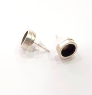 Earring Blank Base Settings Silver Resin Blank Cabochon Base inlay Blank Mountings Antique Silver Plated Metal (8mm blank) 1 Set  G15618