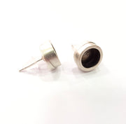 Earring Blank Base Settings Silver Resin Blank Cabochon Base inlay Blank Mountings Antique Silver Plated Metal (8mm blank) 1 Set  G15618