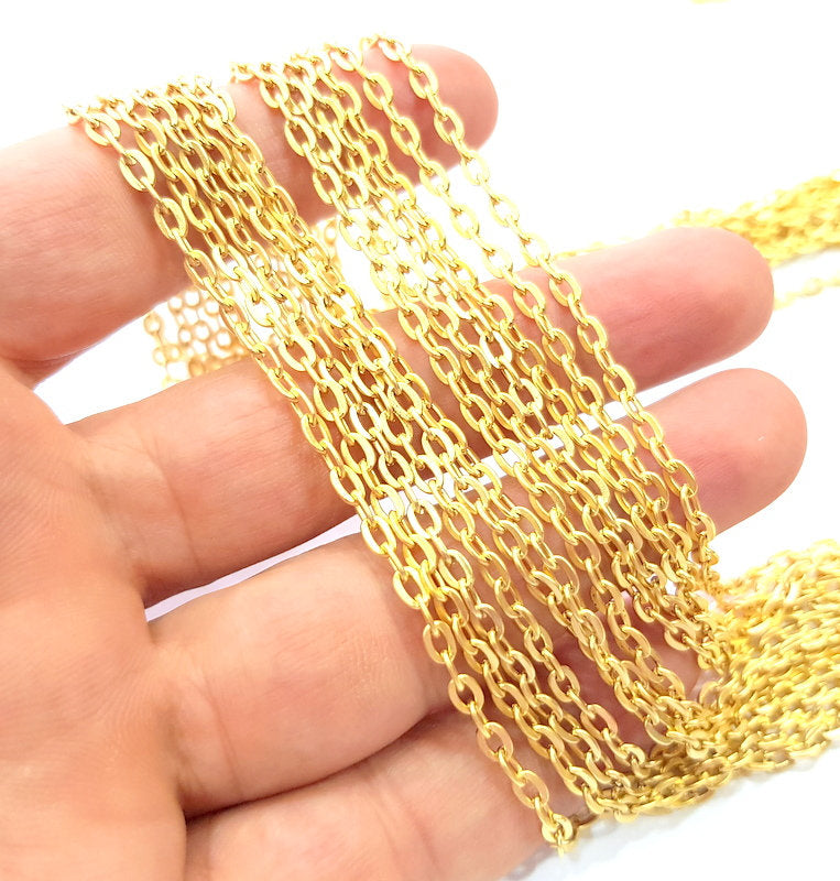 Gold Plated Cable Chain 1 Meter - 3.3 Feet  (4.5x3 mm)   G14665