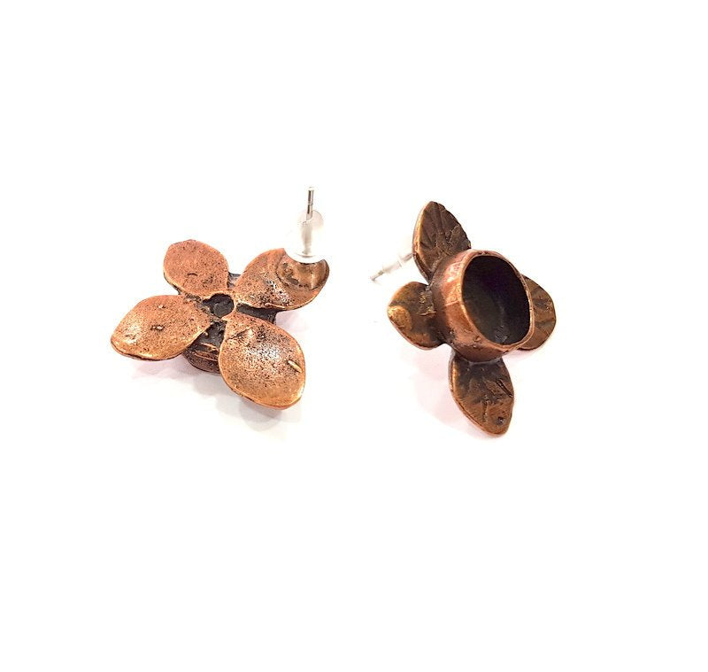 Earring Blank Base Settings Copper Resin Blank Cabochon Base inlay Blank Mountings Antique Copper Plated Brass (10mm blank) 1 Set  G14666