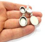 Earring Blank Base Settings Silver Resin Blank Cabochon Base inlay Blank Mountings Antique Silver Plated Metal (14x10+13x18mm) 1 Set  G14667