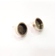 Earring Blank Base Settings Silver Resin Blank Cabochon Base inlay Blank Mountings Antique Silver Plated Metal (12mm blank) 1 Set  G14669