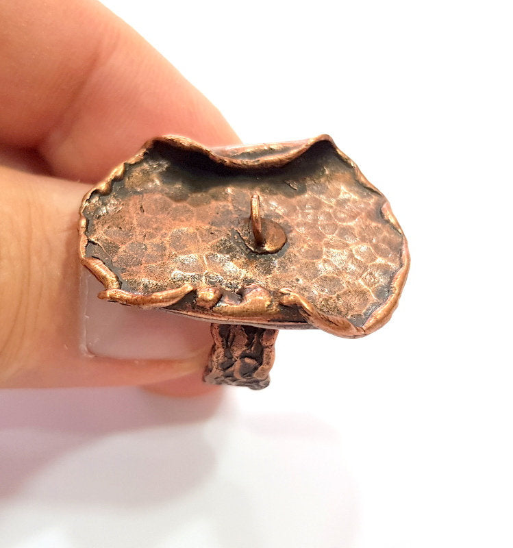 Copper Ring Settings inlay Ring Blank Mosaic Ring Bezel Base Cabochon Mountings ( 16 mm blank) Antique Copper Plated Brass G15619