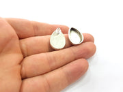 Earring Blank Base Settings Silver Resin Blank Cabochon Base inlay Blank Mountings Antique Silver Plated Metal (18x13mm blank) 1 Set  G17223