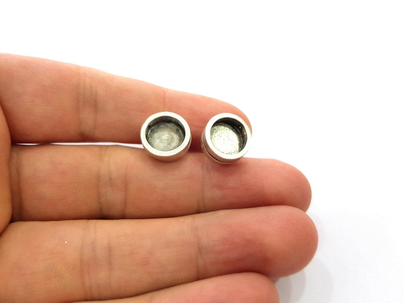 Earring Blank Base Settings Silver Resin Blank Cabochon Base inlay Blank Mountings Antique Silver Plated Metal (10mm blank) 1 Set  G14673