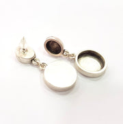 Earring Blank Base Settings Silver Resin Blank Cabochon Base inlay Blank Mountings Antique Silver Plated Metal (10x8+18mm ) 1 Pair G15612