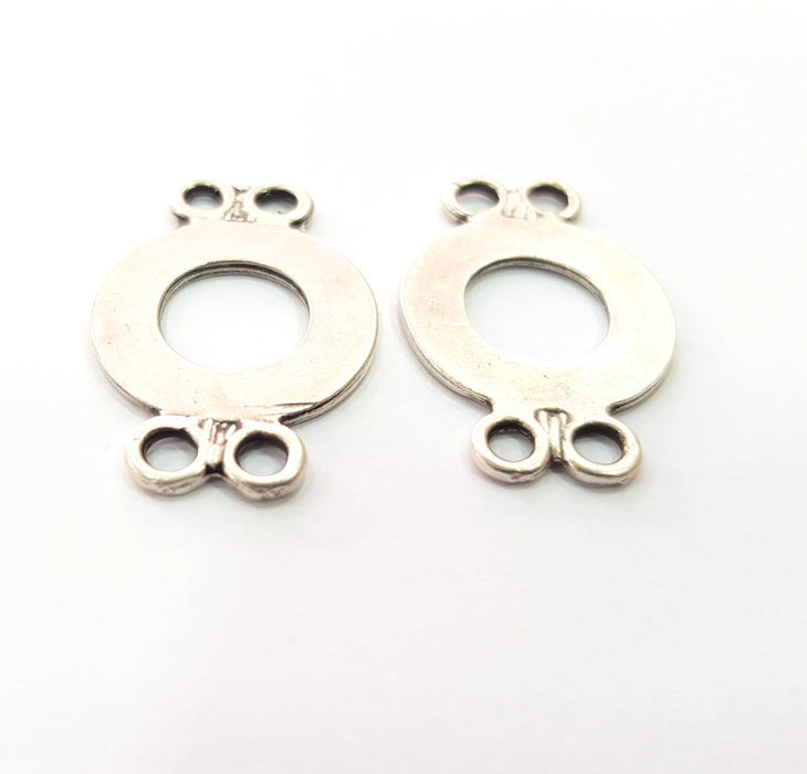 4 Circle Connecor Charm Silver Charms Antique Silver Plated Metal (30x20mm) G14684