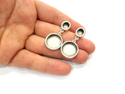 Earring Blank Base Settings Silver Resin Blank Cabochon Base inlay Blank Mountings Antique Silver Plated Metal (10x8+16mm) 1 Set  G14687