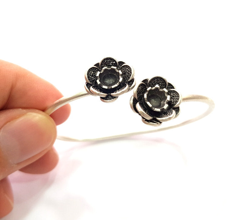 Silver Bracelet Blank Bangle Blank Cuff Blank Adjustable Bracelet inlay Blank Antique Silver Plated Brass (6mm Blanks) G14692