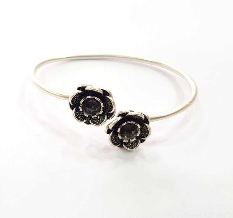 Silver Bracelet Blank Bangle Blank Cuff Blank Adjustable Bracelet inlay Blank Antique Silver Plated Brass (6mm Blanks) G14692