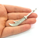 2 Sword Charms Antique Silver Plated Charms (81x14mm) G14693