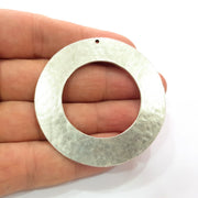 Circle Pendant Silver Pendant Antique Silver Plated Metal (56mm) G14694