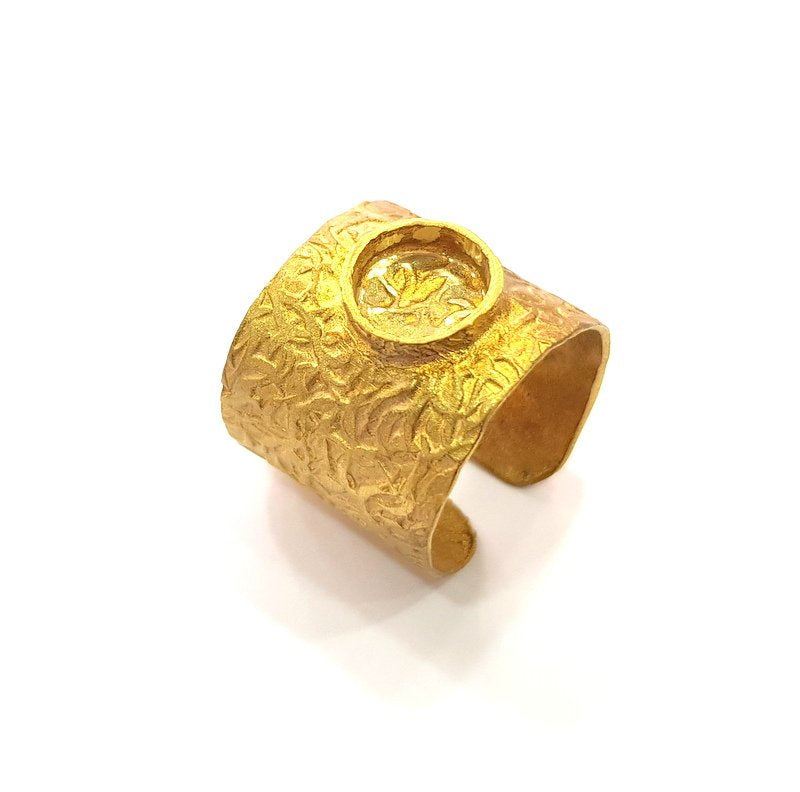 Raw Brass Ring Blank Bezel Settings Cabochon Base Mountings Adjustable Resin Blank  (8mm blank ) G14695