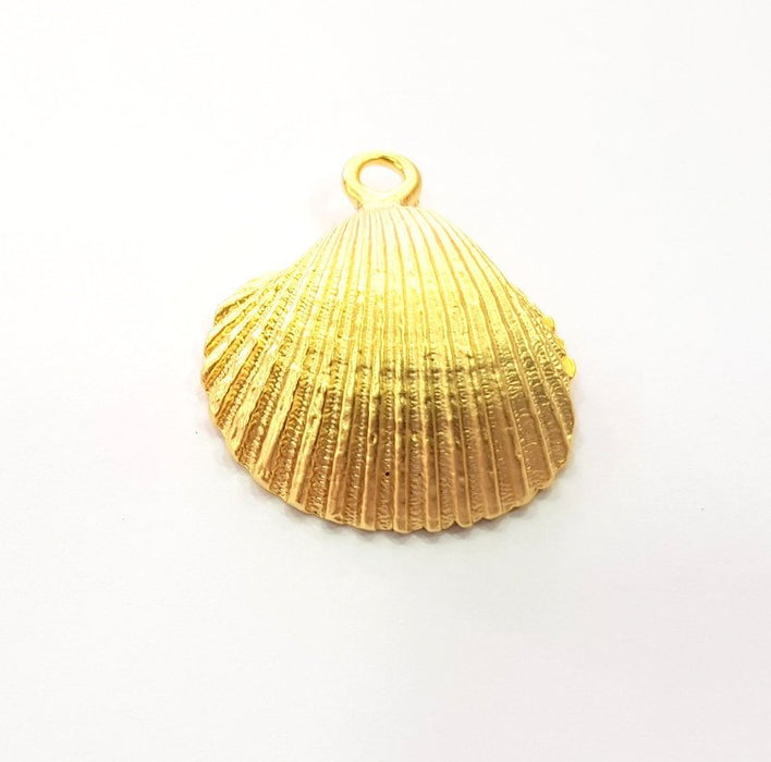 2 Shell Charm Oyster Charms Mussel Charms Sea Ocean Gold Pendant Gold Plated Shell Pendant (30x25mm)  G14698