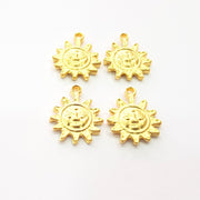 10 Sun Charm Gold Charms Gold Plated Metal (18x14mm)  G14699