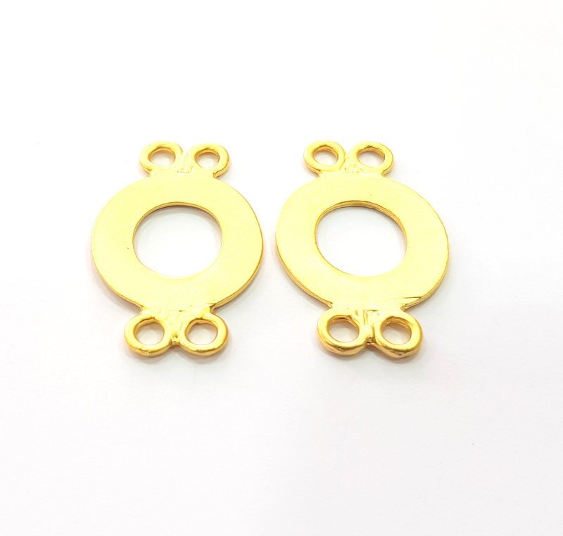2 Circle Connector  Charm Gold Charms Gold Plated Metal (30x20mm)  G14702
