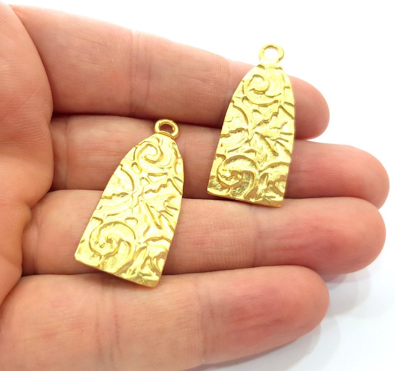 2 Gold Charms Gold Plated Metal (38x16mm)  G14708