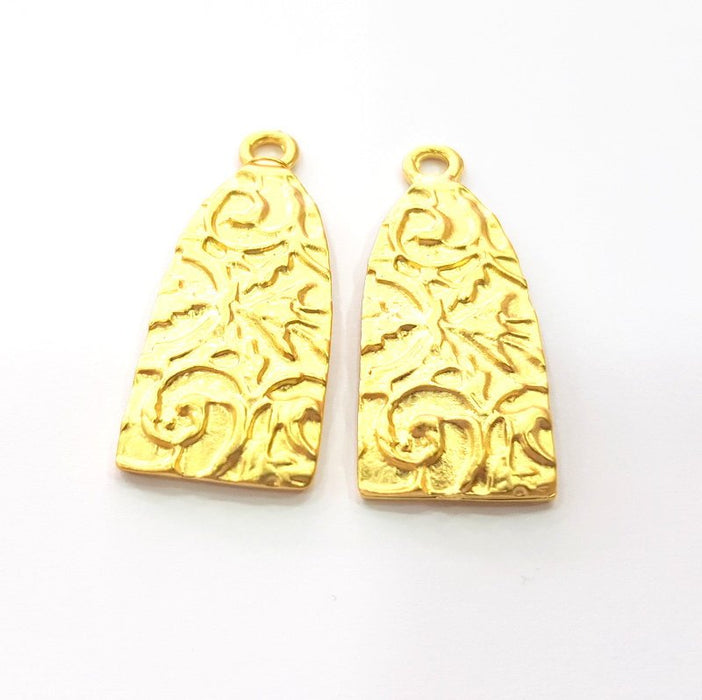 2 Gold Charms Gold Plated Metal (38x16mm)  G14708