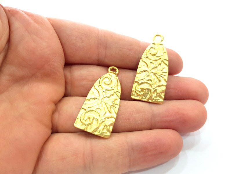 2 Gold Charms Gold Plated Metal (38x16mm)  G14708