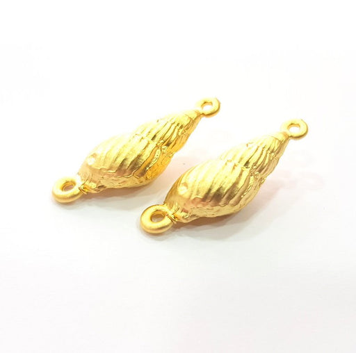 2 Oyster Charms Shell Charm Mussel Charms Sea Ocean Gold Pendant Gold Plated Shell Pendant (32x10mm)  G14710