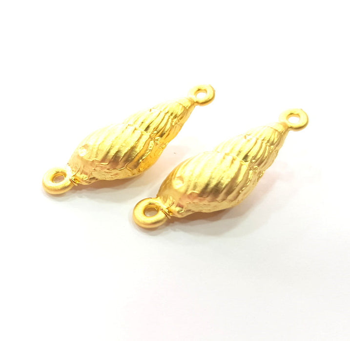 2 Oyster Charms Shell Charm Mussel Charms Sea Ocean Gold Pendant Gold Plated Shell Pendant (32x10mm)  G14710